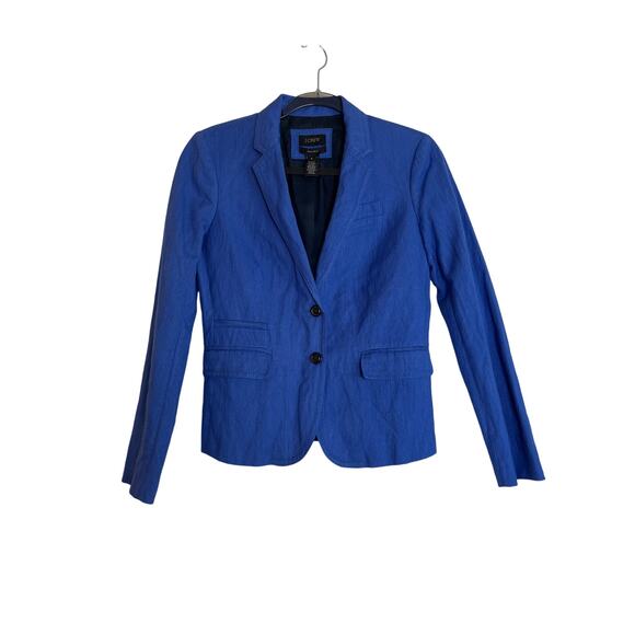J.Crew Schoolboy Blazer Jacket Size 2 Blue Lined Office Preppy Academia Coastal - Picture 1 of 9